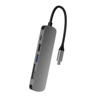 【❐】 Aziz Electronics USB C 6-In-1ฮับอลูมิเนียมชนิด C แบบพกพา6-In-1 USB 3.0ตัวอ่านการ์ดความจำอะแดปเตอร์ USB ตัวแยก C สำหรับ MacBook