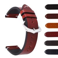 ⊙┇❣ 18/ 19/ 20/21/22/24mm Watch Band Vintage Oil Wax Oily Genuine Leather Watch Strap Cowhide Leather Watchband Replacement Bracelet