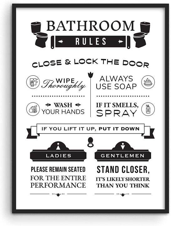 ตกแต่งห้องน้ำตลกและป้ายห้องน้ำโดย Haus และเฉดสีศิลปะบนผนังห้องน้ำตลกและสัญญาณตกแต่งห้องน้ำป้าย