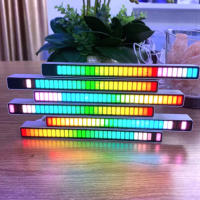 RGB เปิดใช้งานเพลงจังหวะโคมไฟบาร์ควบคุมเสียง LED รถบรรยากาศแถบแสงที่มีสีสันเพลงโดยรอบรถกระบะโคมไฟ