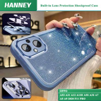 HANNEY สำหรับ OPPO A53 A31 A12 A12E A5S A3S A7 A5 A9 2020 F11โปรเคสโทรศัพท์กากเพชรป้องกันเลนส์ในตัวปลอกกันกระแทกใส TPU เนื้อนิ่มโปร่งใสฝาหลัง XLE-03