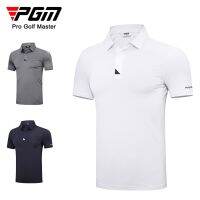 PGM Mens Golf Short Sleeve T Shirts Summer Moisture Absorbing Quick Drying Snap Closure Design Wear for Men YF573