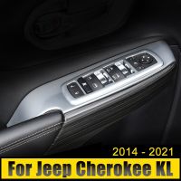 สำหรับ Jeep Cherokee KL 2014 2015 2016 2017 2018 2019 2020 2021 ABS กระจกหน้าต่างรถสวิตช์ยกฝาครอบตัดแผงแถบสติ๊กเกอร์