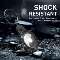 ☬ Dla Apple Airtag Case Anti-lost brelok pokrywa dla Apple Airtags matowy Slim twardy TPU pętli z włókna węglowego tekstury rękaw ochronny