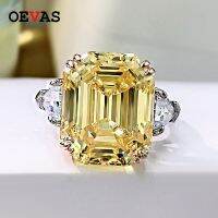 OEVAS เครื่องประดับ925เงินประกาย13X16มม. สีชมพูเหลืองคาร์บอนสูงของขวัญงานแต่งงาน