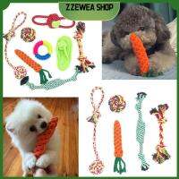 ZZEWEA SHOP เชือกฝ้ายสำหรับสุนัขดัมเบลถักแบบกัดทนทานต่อการกัดของเล่นทำความสะอาดทรงกลมของลูกสุนัขเชือกผูกแครอท5ชิ้น/8ชิ้น