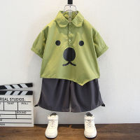 Boys Summer Suit Korean Style Western Style 2023 New Childrens Summer Short Sleeve Shirt Cool Handsome Fashion Baby Clothes