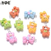 iYOE 10pcs Big Cartoon Resin Bear Charms Multicolor Kawaii DIY Charms For Making Earring Necklace Pendant Needlework Supplies Beads