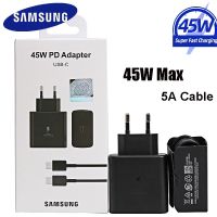 สายเคเบิลคู่ Type-C ชาร์จเร็ว45W Samsung ของแท้,สำหรับ Galaxy S22 S23โน้ต10 USB C ที่ผนังชาร์จ