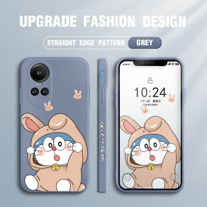 เคส-ggk-สำหรับ-oppo-reno10-pro-5g-ใหม่เคสโทรศัพท์ลายการ์ตูนแมวโดราเอมอนน่ารักลายขอบสี่เหลี่ยมปลอกซิลิโคนเหลวคลุมทั้งหมดเคสป้องกันกล้อง