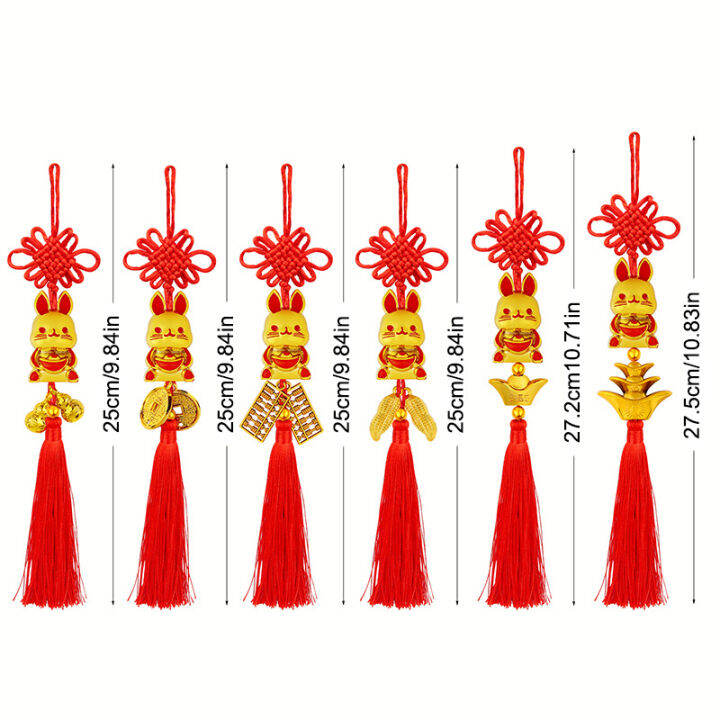 6-pcs-2023-gold-chinese-year-of-rabbit-lucky-charms-สีแดงแขวนจีน-feng-shui-decor-oriental-โชคดี-charms-จีน-knot-ตกแต่งสำหรับโชคดีความมั่งคั่ง-fortune-ความสำเร็จตกแต่งบ้าน