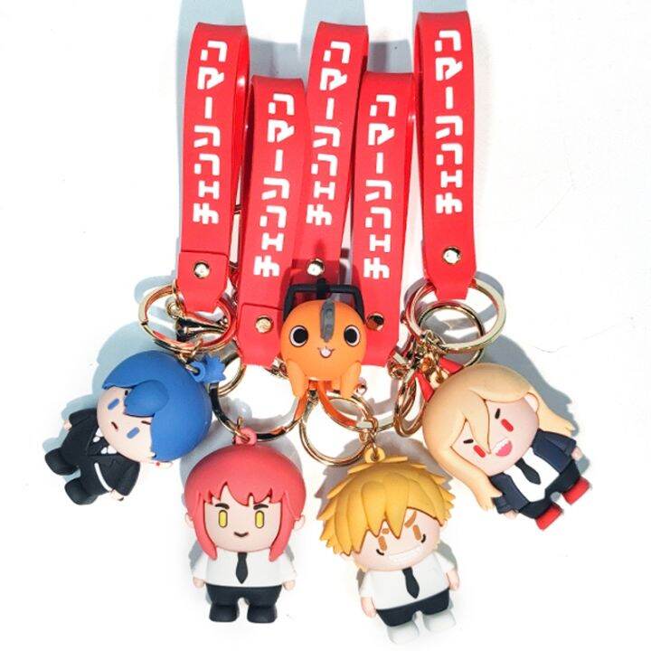 A Happy） Chainsaw Man 3D Rubber Q Version Keychain Cute Anime ...