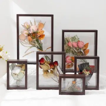 Wooden Dried Flower Photo Frame Dried Flower Display Stand Decorative  Floating Acrylic Photo Frame (NO Flowers)