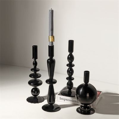 Black Outdoor Romantic Candle Holder Tall Glass Cylinder Stand Candlestick Nordic Home Wedding Decoration Portavelas Wedding