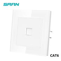 [HOT GELLXKOWOIGHIO 527] SRAN Eu Internet Socket CAT6 TypeCrystal แผงกระจกนิรภัยซ็อกเก็ตอินเทอร์เฟซ82x82mmrj45พร้อมแผ่นเหล็กและกรงเล็บ