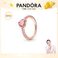 แหวนคริสตัลสีชมพู แหวนผู้หญิงแพนดอร่าโรสโกลด์ Pandoraˉ Rose Gold Womens Ring Pandoraˉ Sparkling Jubilant Heart Ring 188421C04 Pink Crystal Senior Ring