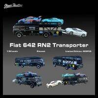 นักล่าท่าทาง SH 1:64 Fiat 642 FN2รถบรรทุกเทรลเลอร์รถโลหะผสมสีดำ