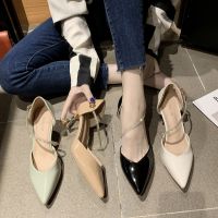 29 new autumn high-heeled shoes for women h th heels and th pnted toe shoes -mat tent leather one word h cat heel womens shoes