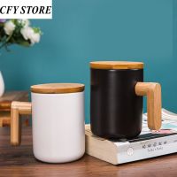 380ml Creative Ceramic Coffee Mugs with Bamboo Handle and Lid Home Office Coffee Cup Hot Water Mug Drinkware