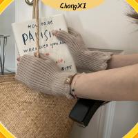 CHONGXI 1Pair สีทึบทึบ ถุงมือครึ่งนิ้ว ทนความเย็น ลูกไม้ปักลาย ถุงมือสำหรับเขียน ใช้ได้ทุกเพศ กางเกงขาสั้นแบบสั้น ปลอกแขนถัก สำหรับผู้หญิง