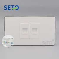 【Online】 A.One Traders SeTo 120ประเภท Double Gigabit Network RJ45แผง Cat6ซ็อกเก็ตแผ่นผนัง Keystone Plate