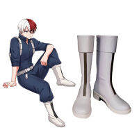 อะนิเมะญี่ปุ่นใหม่ My Hero Academia Todoroki Shoto คอสเพลย์รองเท้า Zippe-Up กลับ PU รองเท้าหนังยูโรขนาด35-44