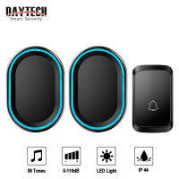 PAYDAY DAYTECH  ออดไร้สายDB10 กระดิ่งประตูกันน้ำ IP44 300 เมตรช่วง 4 ปริมาณ 58 เสียงกระดิ่งประตู 2 ตัวรับสัญญาณที่มี 1 ปุ่มสำหรับบ้าน/สำนักงาน