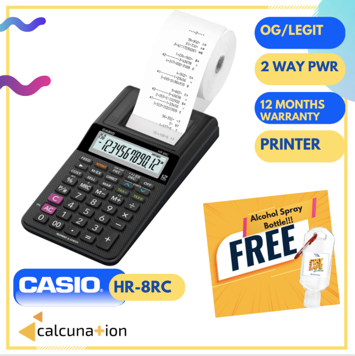 Calculator Casio HR8RC Mini Printing Calculator BATTERY INCLUDED ONLY