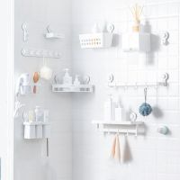 High Quality Bathroom Shelves Wall Mount Free Punch Hair Dryer Rack Sucking Storage Box Towel Rack Premium Bathroom Organizers Bathroom Counter Storag