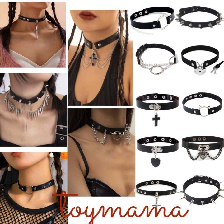 Cool Punk Gothic Women Men Safety Pin Chains Choker Collar Necklace