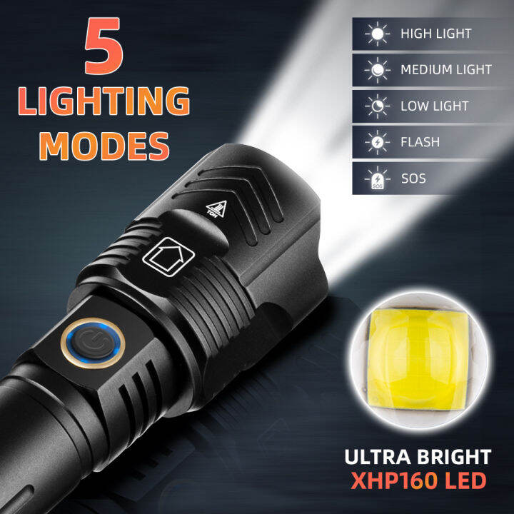 super-bright-xhp160-led-flashlight-powerful-waterproof-torch-usb-rechargeable-18650-26650-lantern-portable-zoom-camping-light