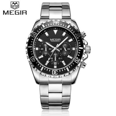 Megir นาฬิกาข้อมือสแตนเลสสตีลสำหรับนาฬิกาควอตซ์แอนะล็อก,ผู้ชายแฟชั่น2064นาฬิกาจับเวลานาฬิกาข้อมือผู้ชาย2064