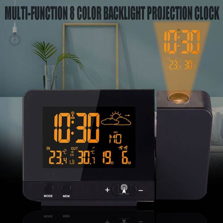 LED Digital Projection Alarm Clock Temperature Thermometer Desk Time ...