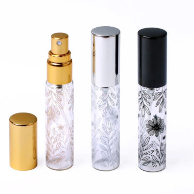 10ml Atomizer Mini Glass Perfume Refillable Bottles Empty With Leaf Decorative Portable