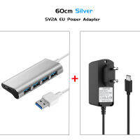 4-port USB 3.0 HUB 0.6m 1m Cable + 5V2A Power Adapter Aluminum Alloy Splitter For Desktop Laptop Hard Drive