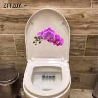 ZTTZDY 23.6*13.7CM Purple Flowers Fashion Wall Stickers Mural WC Toilet Decal Home Decoration T2-0300 Wall Stickers  Decals