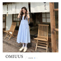 [OMIUUS] ชุดสตรี ชุดฟ้าขาว เดรสน่ารักๆ เดรสยาวทรงเอ กระโปรงนักเรียนเกาหลี ชุดเดรสกระโปรงน่ารักๆ ชุดเดรสแฟชั่น