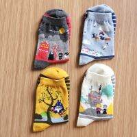 4 Pairs new Cute Women Japanese Hayao Miyazaki chinchilla socks Cartoon Animal Panda Print Ankle-High Socks