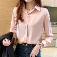 【Ready Stock】 Women s Long Sleeves Button Down Collared Shirts 2021 Summer Korean Style Office Plus Size Female Blouse Oversize Solid Color Slim Clothes Tops Stocks Sedia Wanita Baju Harga Borong Murah temperament shirt female wear Korean