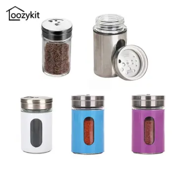 New Spice Jar Stainless Steel Glass Pepper Shaker Bottle Seasoning