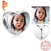 BELAWANG 925 Sterling Silver Forever Heart Charms Free Customized Photo Beads fit Original celet for Women DIY Jewelry