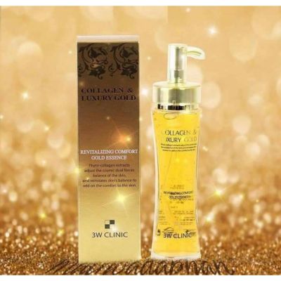 ทองคำบริสุทธิ์ดูแลผิวหน้า 3w Clinic Collagen & Luxury Gold Revitalizing Comfort Gold Essence 150 ml.  1 ขวด