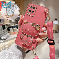 YiaMia เคสโทรศัพท์แฟชั่นสำหรับ OPPO A76 A36 4G A54 A37 A96 4G A55 4G A57 A39 5G A57 2022 4G 2022 A77 A77S สายยาวแฟชั่น KT กระจกเงาโต๊ะเครื่องแป้งแมวฝาครอบโทรศัพท์