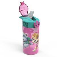 Zak Designs 15.5 oz Kids Water Bottle Stainless Steel with Push-Button Spout and Locking Cover, PAW Patrol Skye