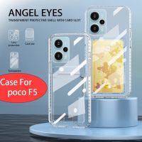 เคสสำหรับ Poco F5 PocoF5 F 5 Xiaomi ด้านหลังมีช่องเสียบซองใส่บัตรซิลิโคน TPU แบบนิ่มมีความยืดหยุ่นมองเห็นได้ชัดเจนทั้งหมดโปร่งใสเรียบง่ายกันกระแทกเคสโทรศัพท์