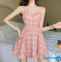 BAY-ashion Sleeveless Plaid Dress Ladies Female Stylish Dress