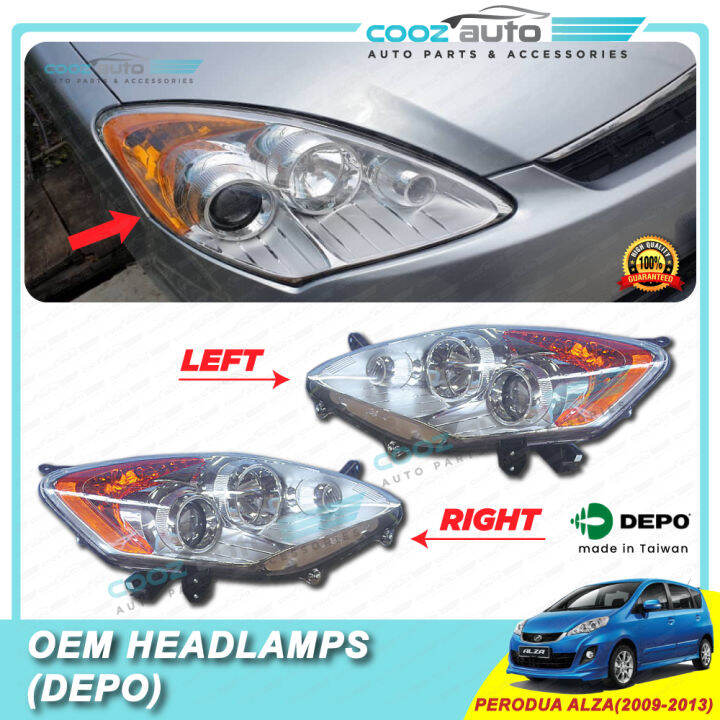 Perodua Alza 2009 2013 DEPO Front HeadLamp Head Lamp Light HeadLight