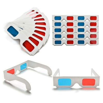 3D Glasses, 30 Pairs Red and Blue Paper Stereo Lenses for Movies Set Anaglyph Paper 3D Glasses