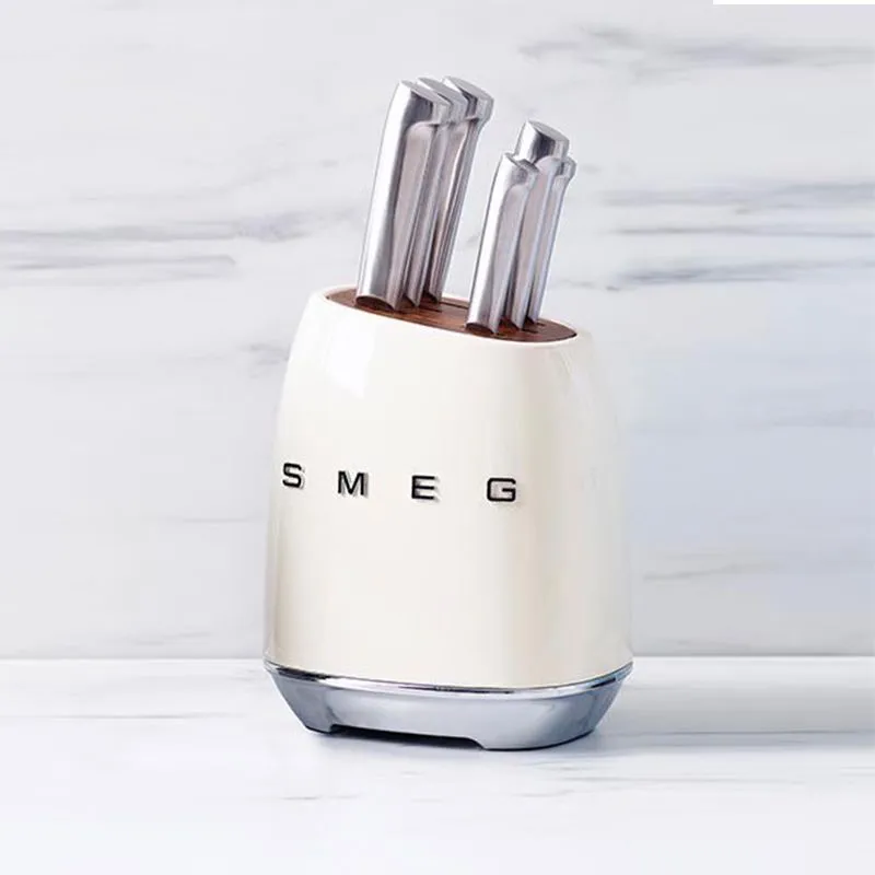 SMEG Knife Holder Set Smag Vintage Stainless Steel Kitchen Knife Bread Knife  Home Kitchen Knife 7 Piece Set Set Pisau SEMG