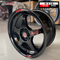 ล้อแม็กขอบ 15x7.0 4H100 ET+35 CB67.1 ?ยี่ห้อ Cosmis รุ่น TYPE-GV.2 สีดำเงา ?(ราคาต่อ1วง) ขายยกชุด4วง? NEW!!2022 สวยเท่ห์ งานดี งานคุณภาพ